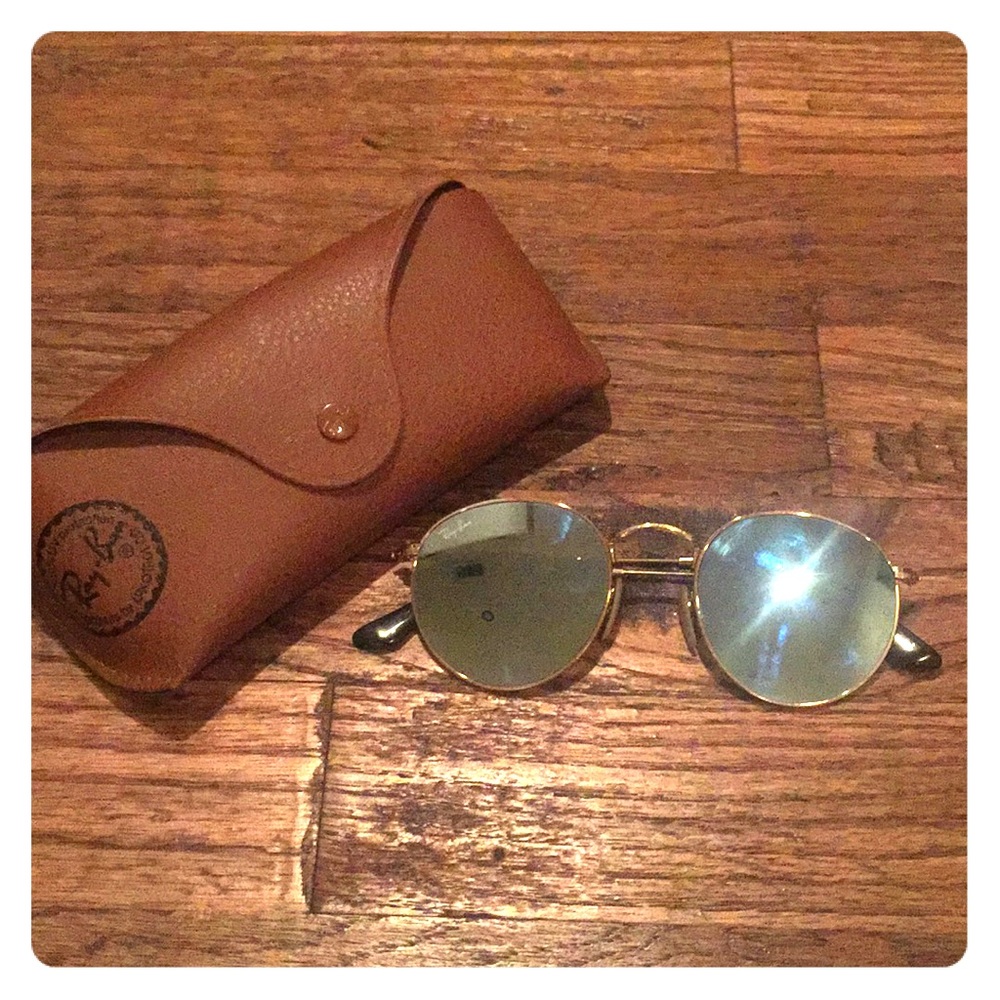 Ray-ban Icons Round Flash Sunglasses in Gold/Blue